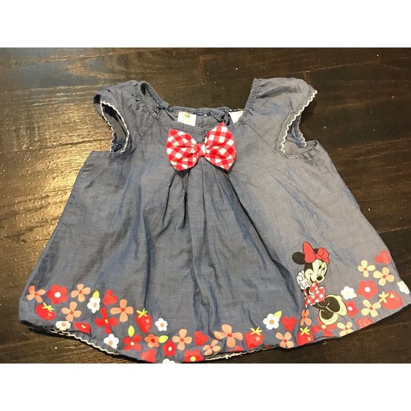 Disney Baby Toddler Girls Minnie Mouse Short Sleeve Denim Shirt 24m 2T Toddler - Picture 1 of 4